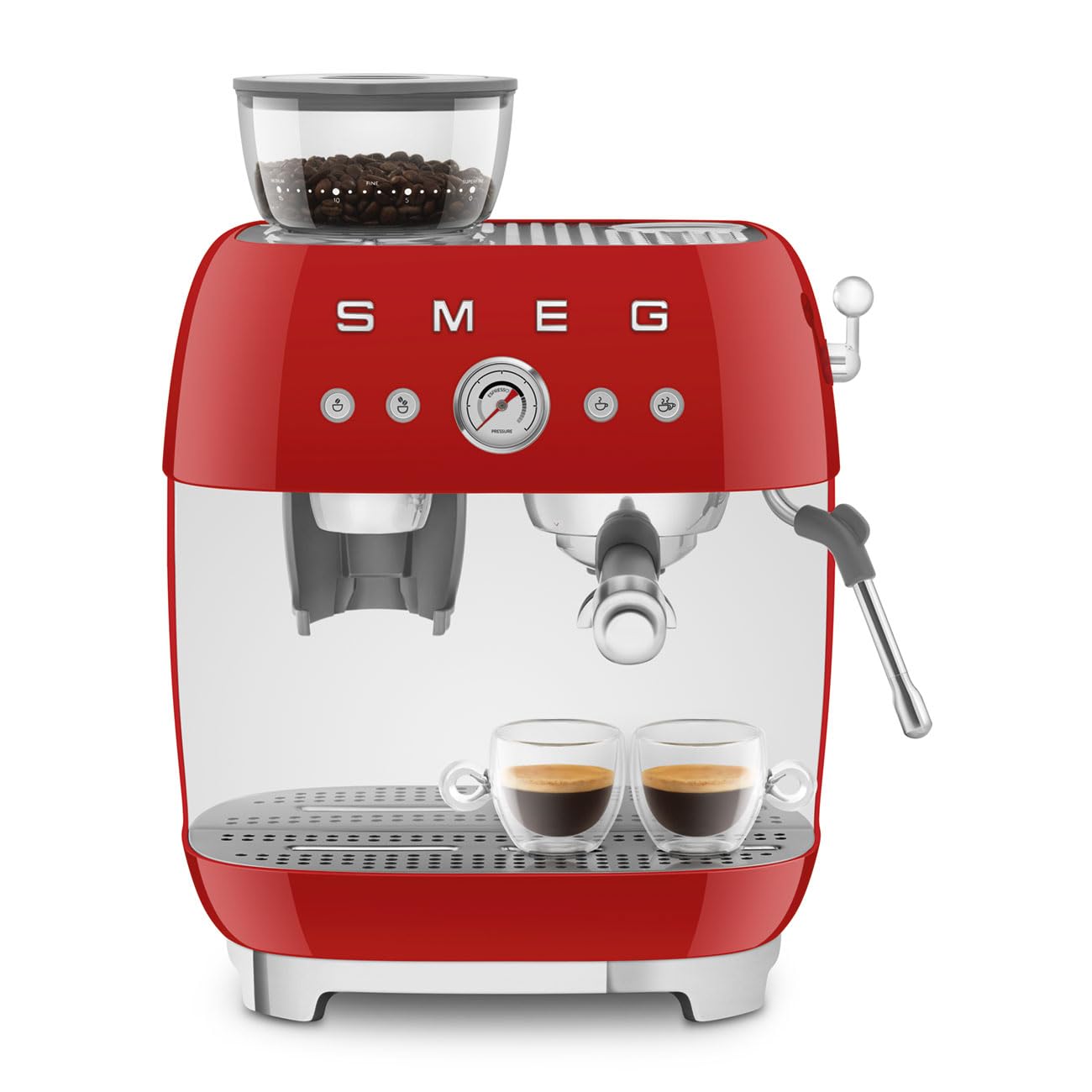 Smeg EGF03RDEU espresso coffee machine, bean-to-cup machine 50s Style, red