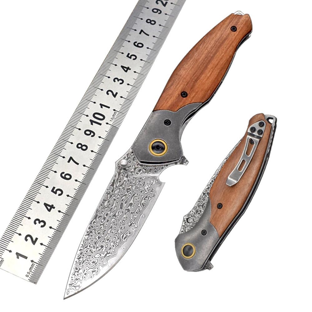 Klappmesser Damaszener geschmiedet taschenmesser Dalbergia Aus Damaststahl Scharfe, Damaskus Geschmiedet Stahl klinge Messer, EDC Messer Outdoor, Damast messer neck knife, klein einhandmesser survival