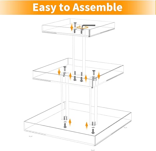 Miniatura 8 de NIUBEE Organizador de perfumes de 3 niveles, resina transparente, bandeja rectangular, diseño resistente, ahorro de espacio, acceso cómodo, fácil