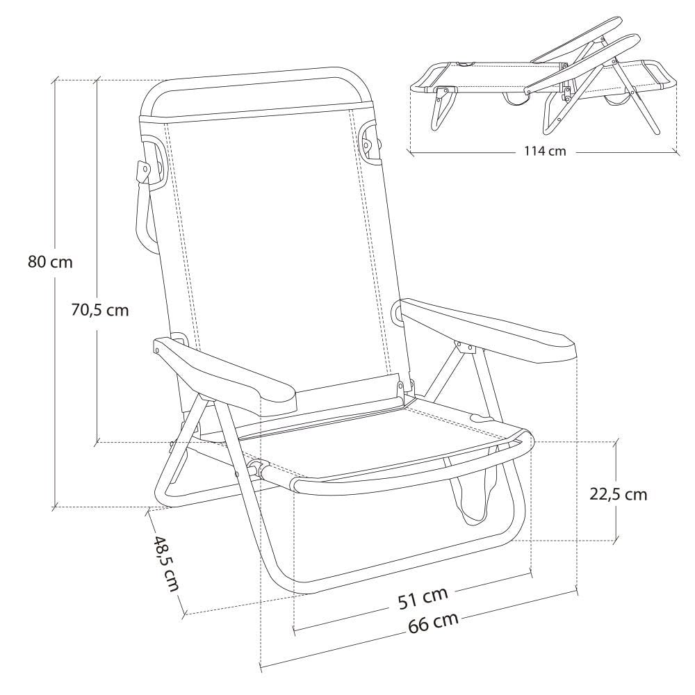 LOLAhome Silla de Playa Baja reclinable 4 Posiciones Convertible en Tumbona Azul de Aluminio y textileno de 61x47x80 cm