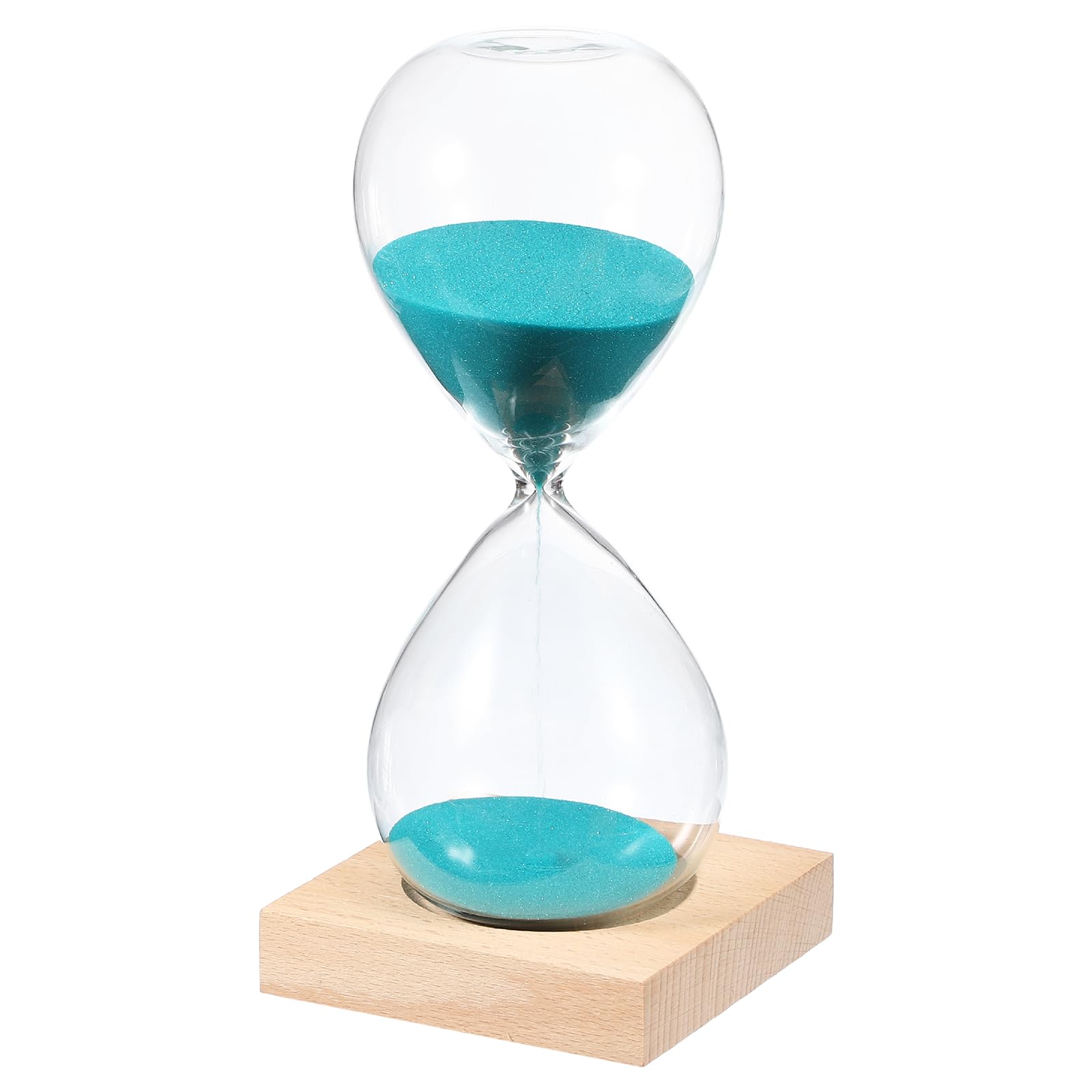 PATIKIL 30 Minutes Sand Timer, Sand Watch with Wood Base Hour Glass Sandglass Timer Clock for Living Room Home Office Restaurant Decoration, Bright Blue
