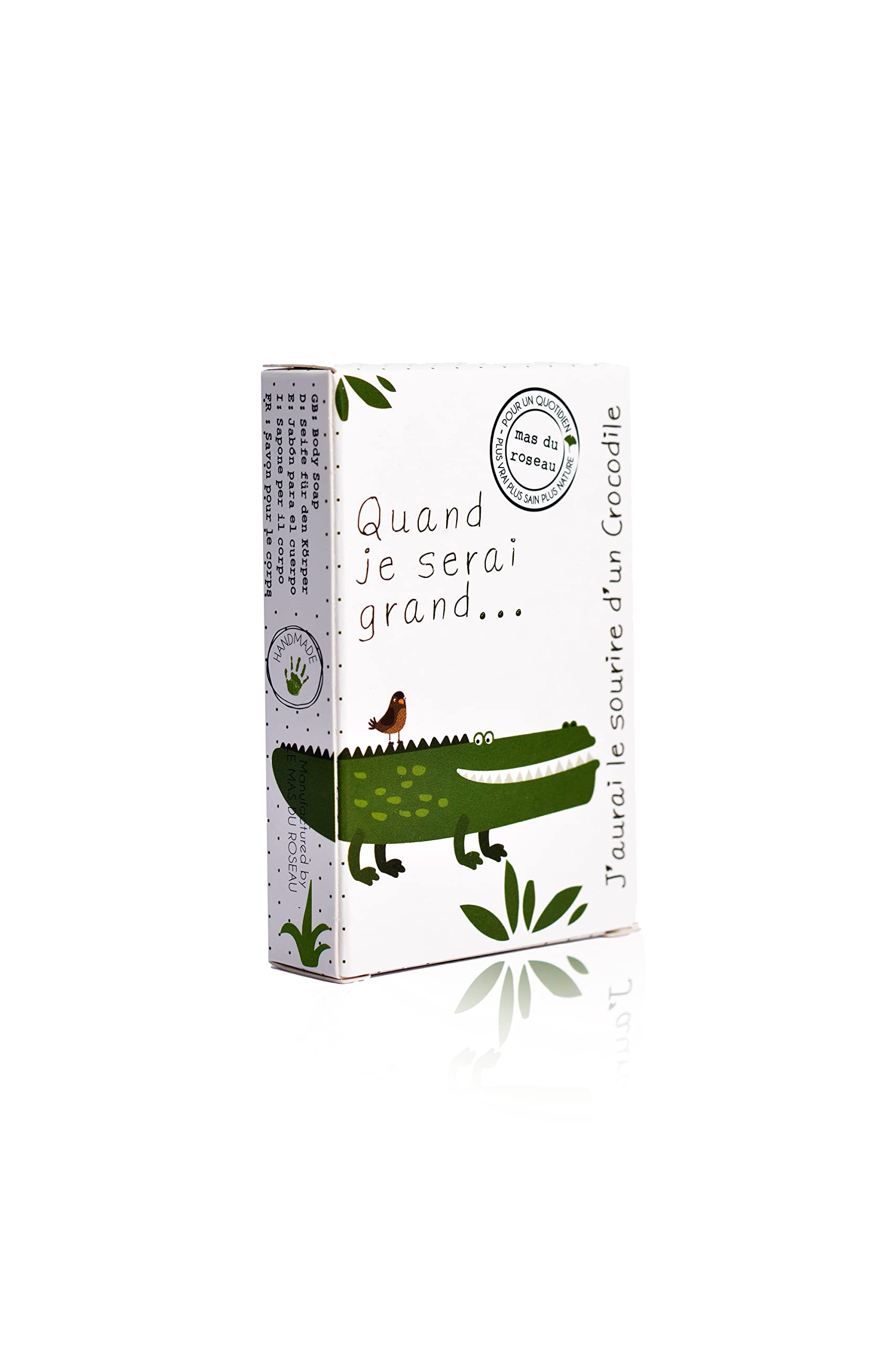 Mas du Roseau Baby Zoo Soap (Crocodile) - Eco-Friendly Bath Soap for Sensitive Baby Skin - Gentle Soap for Baby's Bath - Plastic Free - Ideal for Delicate Skin 100g (French)