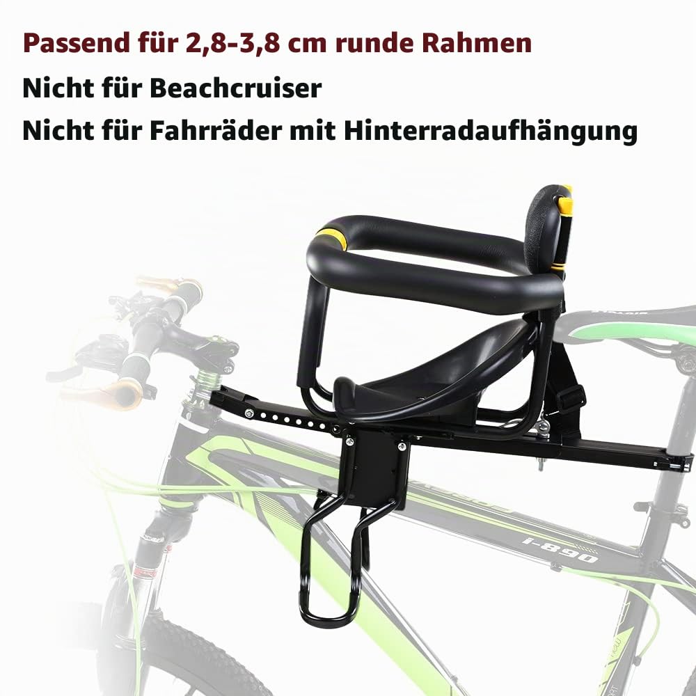 Irfora Kindersitz für Fahrrad, Vorderrad, Baby, Kindersitz mit Pedalen, Rückenstütze für Mountainbike, Fahrrad