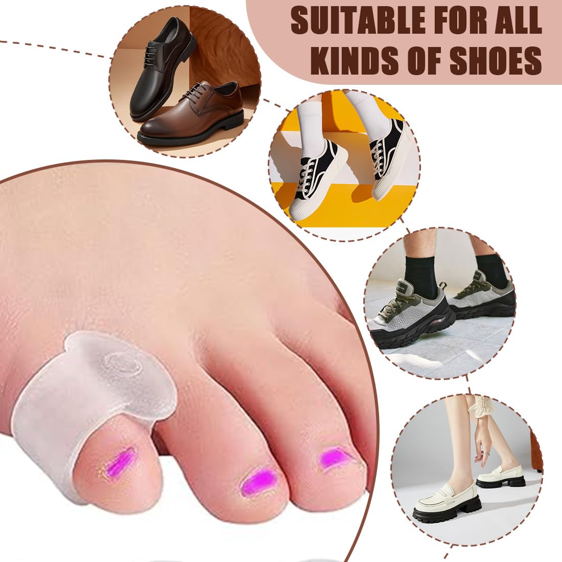 Gel Toe Separator, Pinky Toe Spacers, Separatore Dita Piede, Small Toe Sleeves per prevenire lo sfregamento e ridurre la pressione (confezione da 12, trasparente)