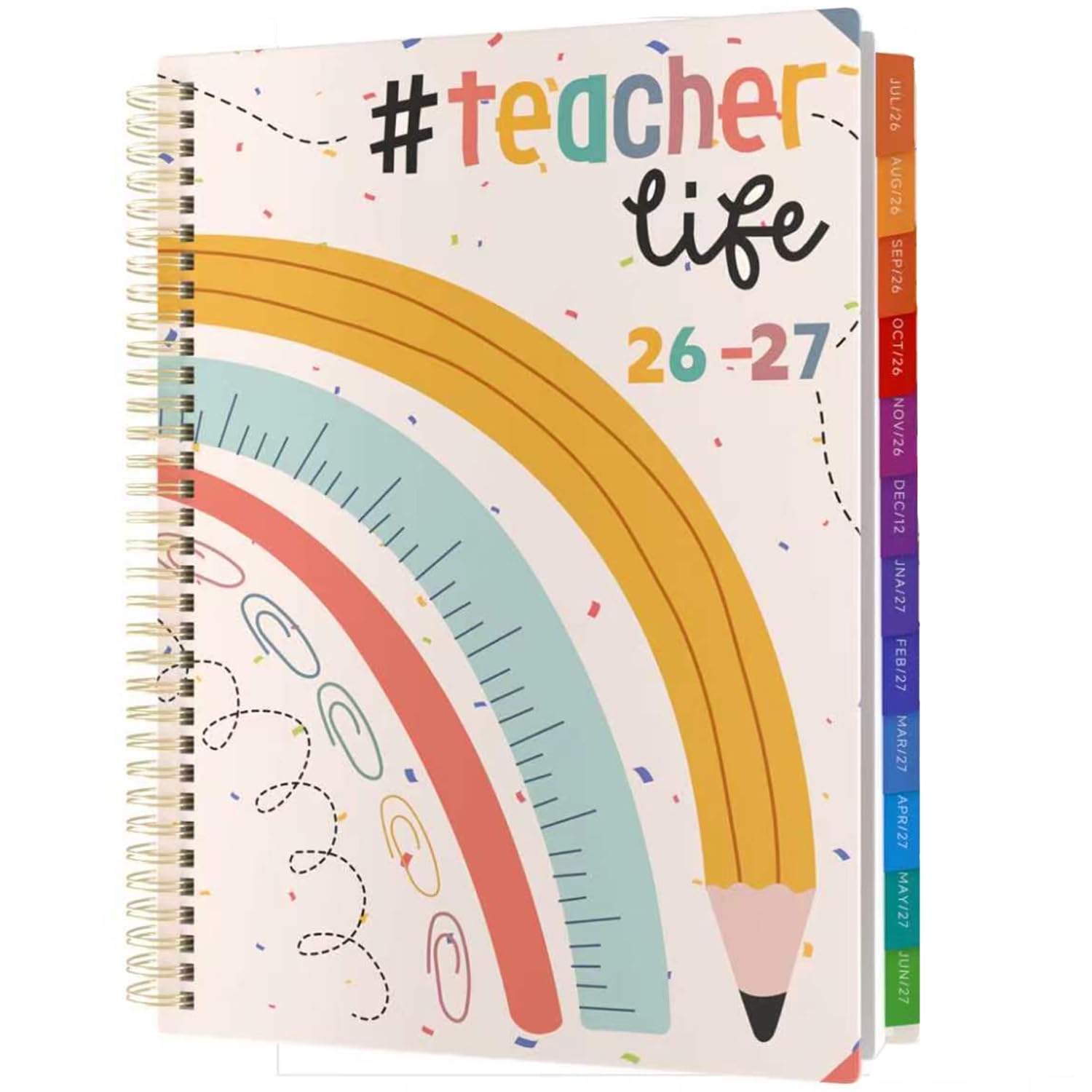 Planificateur d'enseignant 2026-27 journal académique 2026-2027 A4, juillet 2026 - juin 2027 planificateur d'enseignant, livre de planification pour assistant enseignant avec marqueurs de couleur