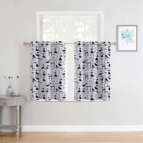Miniatura 1 de YANFENQI Cortinas para Habitacion - Colección de decoración para amantes de los gatos, con ojales, cortina corta de vidrio para puerta, divisor de
