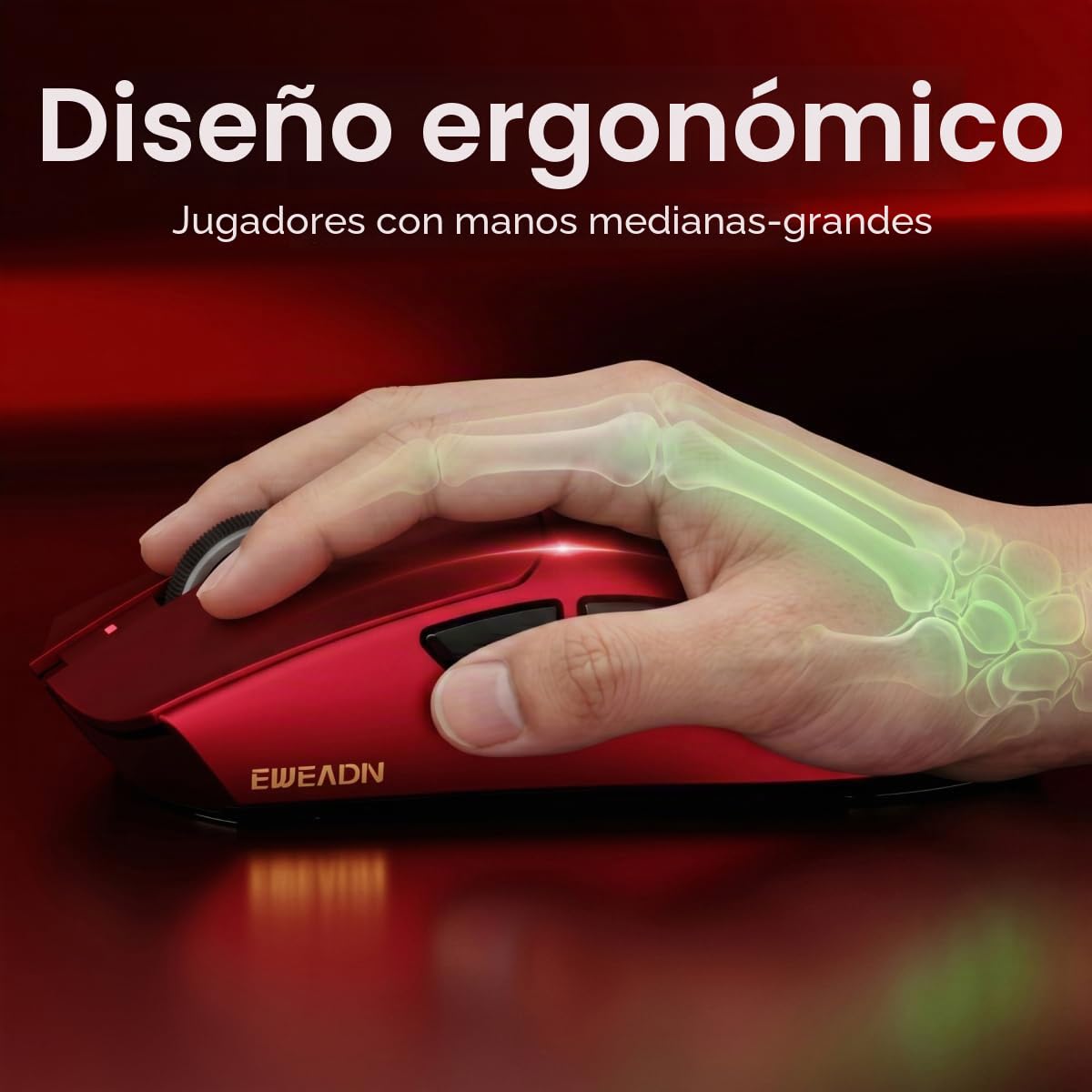 EWEADN S9 Pro - Ratón inalámbrico para juegos, mouse ergonómico de 59 g, 2.4 GHz/Bluetooth/USB-C, tasa de sondeo de 8K, 26000 DPI, sensor óptico PAW3395, batería de 250 horas, programable para PC/Win