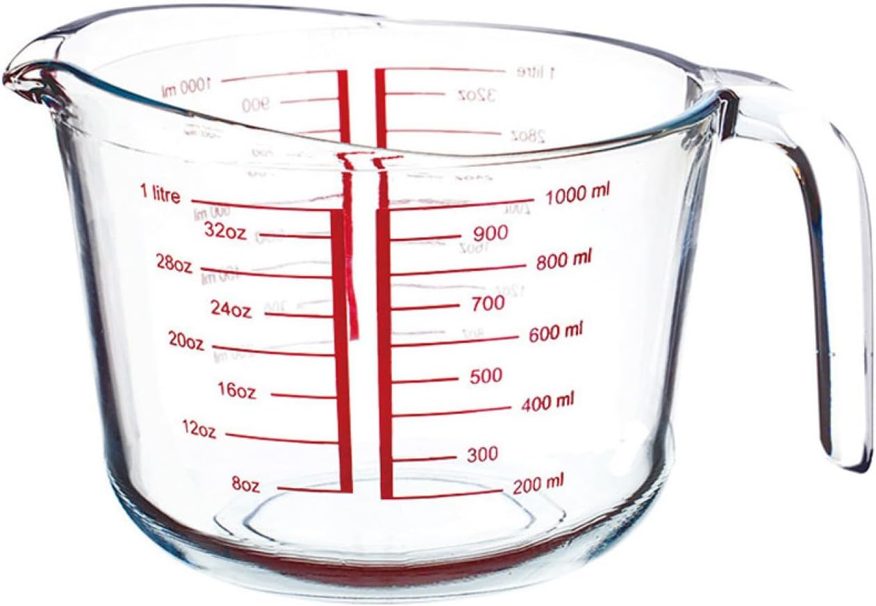 Beavorty Tempered Glass Measuring Cup 1l Liquid Measuring Tool with Scale Heat-resistant Kitchen Cup for Baking and Cooking
