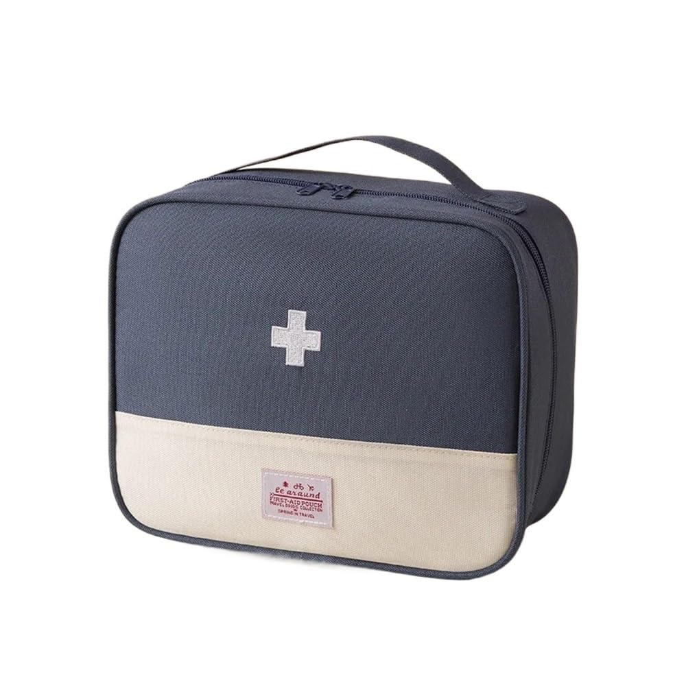 Sac de voyage pour médicaments - Pochette de rangement pour pilules - Pour l'extérieur, les urgences, la maison - Transport facile - Bleu - Taille XL
