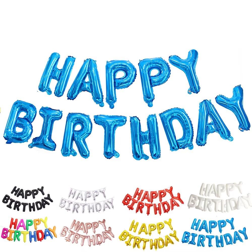 Happy Birthday Balloon Set Blue, HAPPY BIRTHDAY Letter Aluminium Foil Balloons for Birthday Party Decorations โ image 1