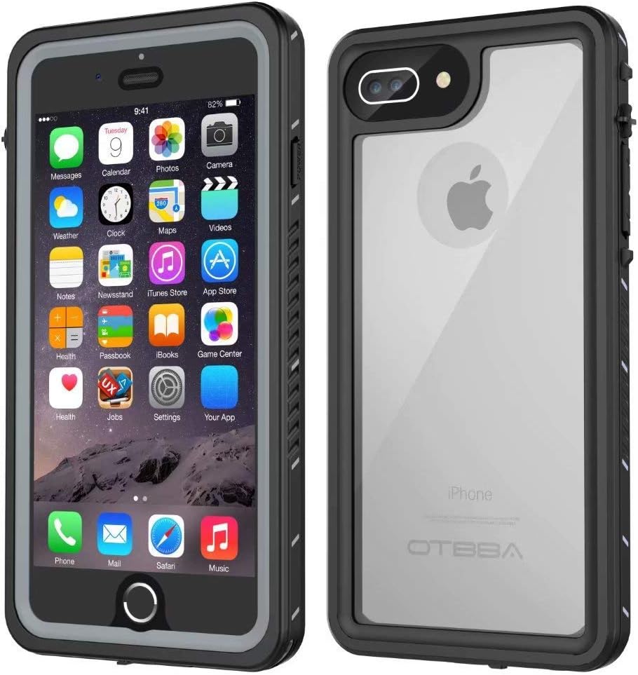 OUNNE iPhone 7 Plus Case-iPhone 8 Plus Case, Waterproof Snowproof Dustproof Shockproof with Touch ID Full Sealed Cover Waterproof Case for iPhone 7 Plus/8 Plus (Clear + Gray)
