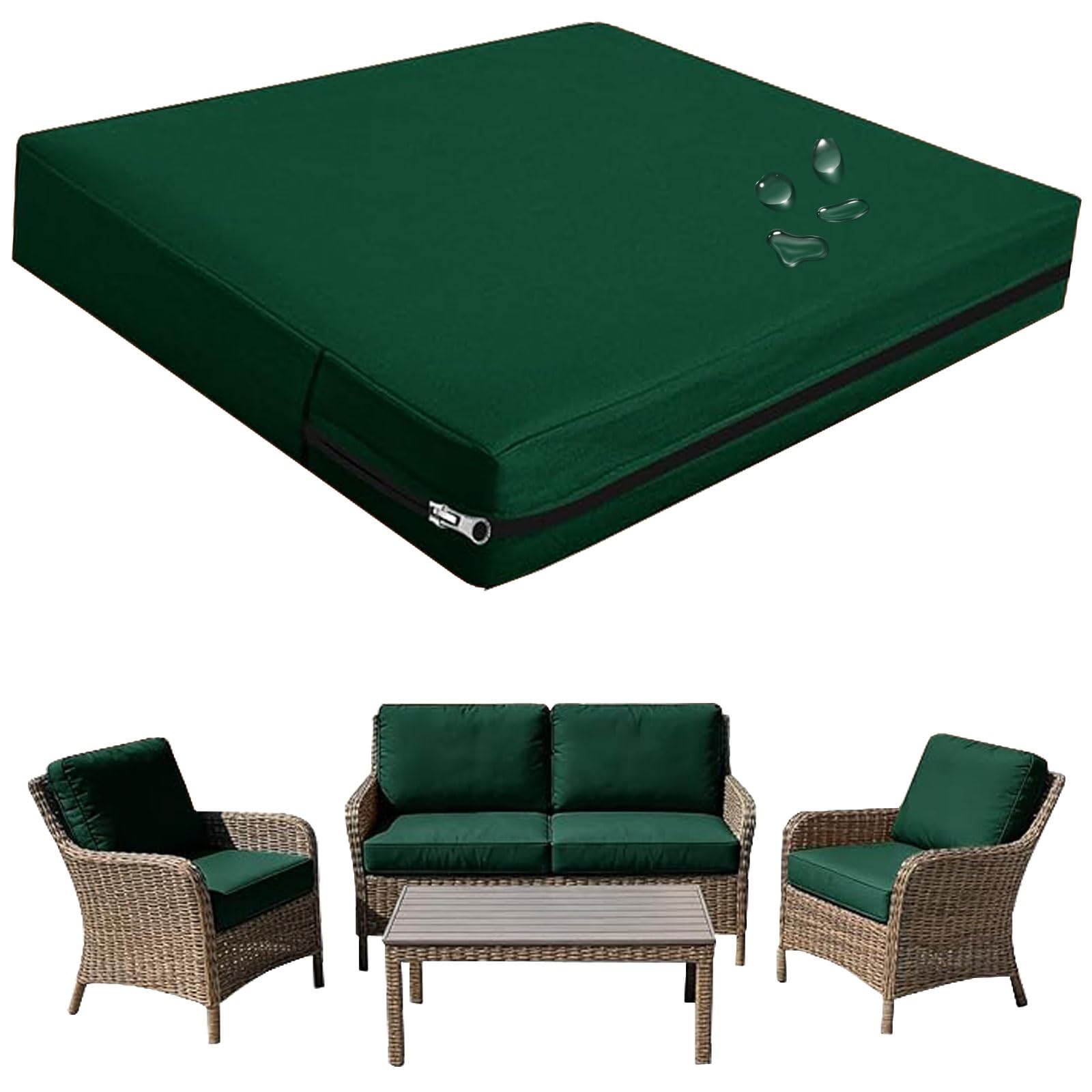 seokor Replacement Outdoor Cushion Covers Waterproof, 65x65 60x60 50x50cm set of 6/4/2/1 Garden Sofa Seat Cushion Slipcover With Zipper for Chairs, Patio and Rattan furniture(Color12,60x55x10cm(1pc))