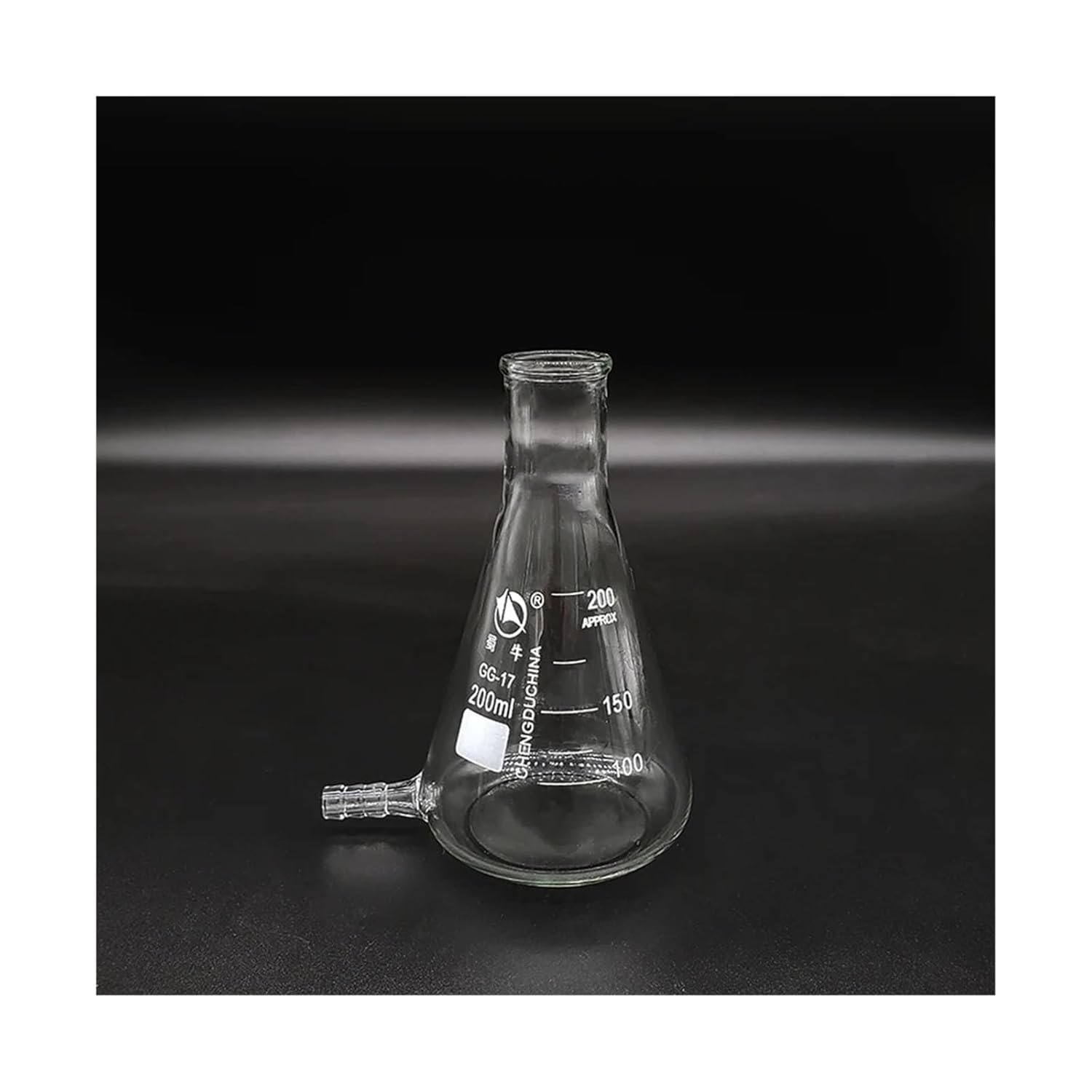 Filtering Flask with Lower Tube,Capacity 200ml,Triangle with tubules, conical,with tick Marks