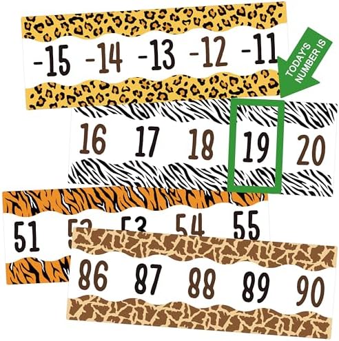 41Pcs Jungle Animal Theme Number Line -20 to +120 Bulletin Board ...