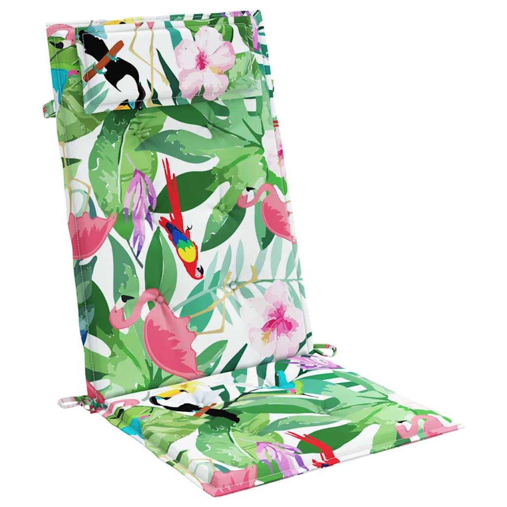 4er Set Hochlehner-Auflagen Mehrfarbig – Komfortable Gartenstuhlkissen 120x50x3 cm aus Oxford-Gewebe – Wasserabweisende Polsterauflagen mit Blumen-Motiv für Gartenstühle und Hochlehner