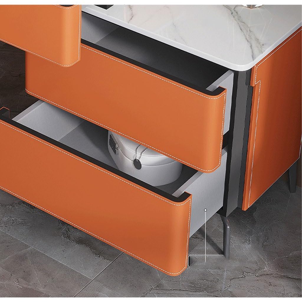 farewell Large Capacity Retractable Dresser 4 Drawers Orange Dresser Bedroom with Side Cabinet Bedside Table