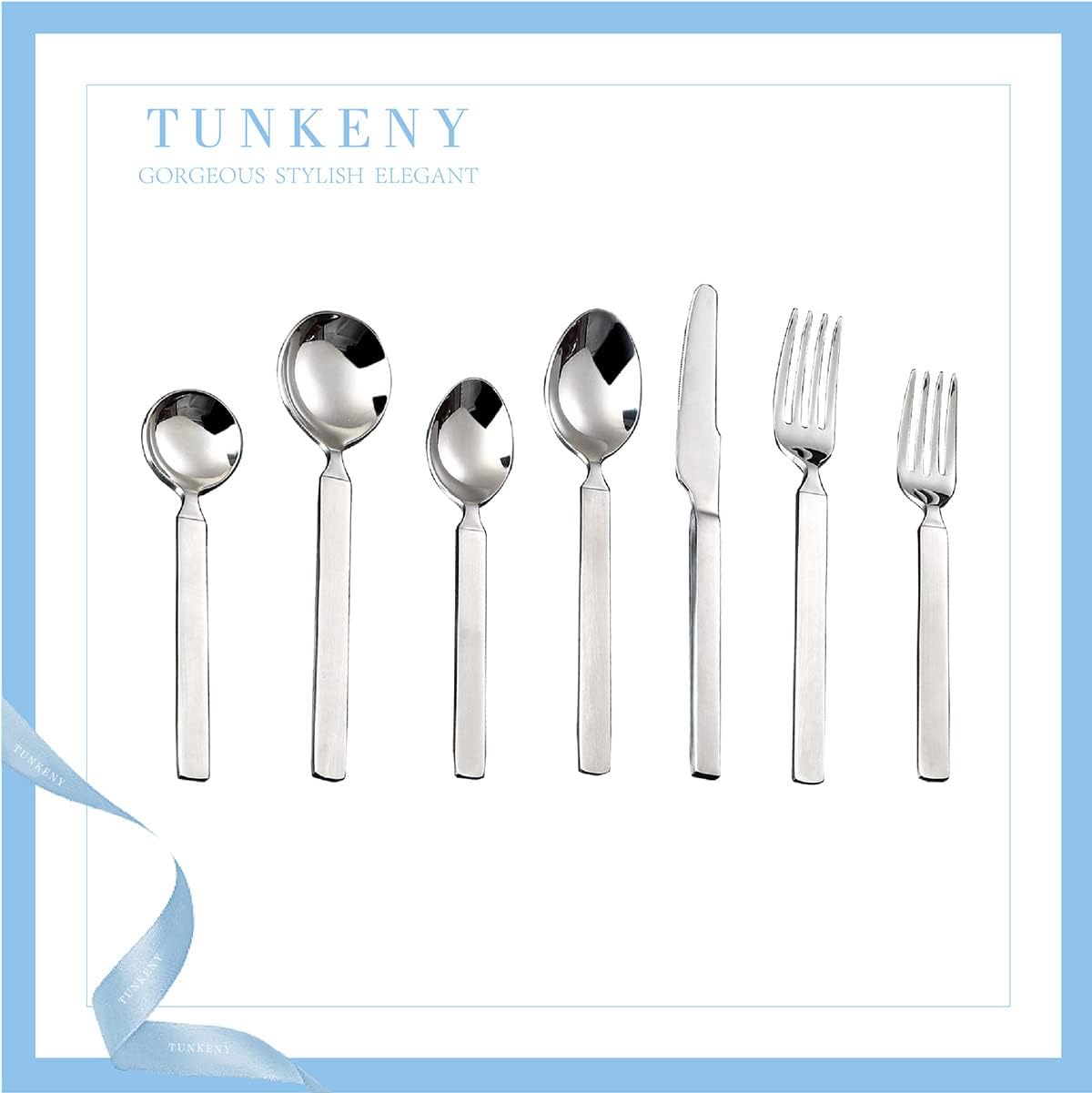 Tunkeny 84 Piece Flatware Set for 12, Exquisite Silverware