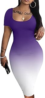 Womens Summer Casual Sexy Short Sleeve Bodycon Dress Basic Pencil Midi Club Dresses - Buy now