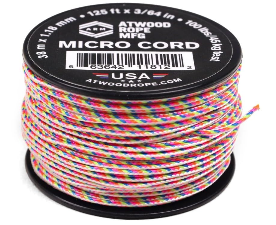 Atwood Rope MFG Tactical Nylon/Polyester Micro Utility Cord 1.18mm X 125ft Reusable Spool | Fishing Gear, Jewelry Making, Camping Accessories (Light Stripes) โ image 1