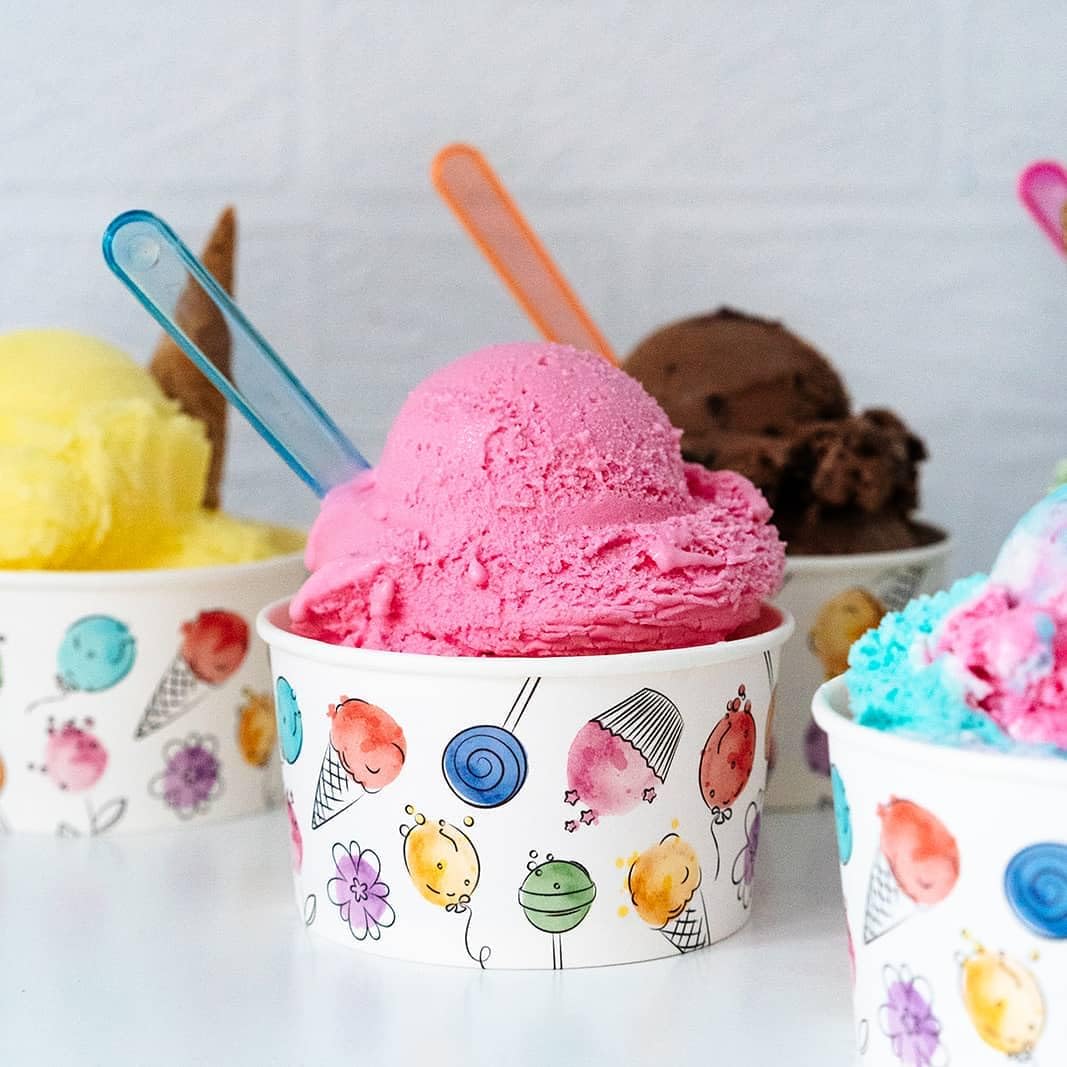 TAS-TY Ice Cream Cups 90ml,Disposable Paper Ice Cream Bowls,Paper Dessert Bowls,Treat Cups, Frozen Yogurt, Take Out Food Containers (57)