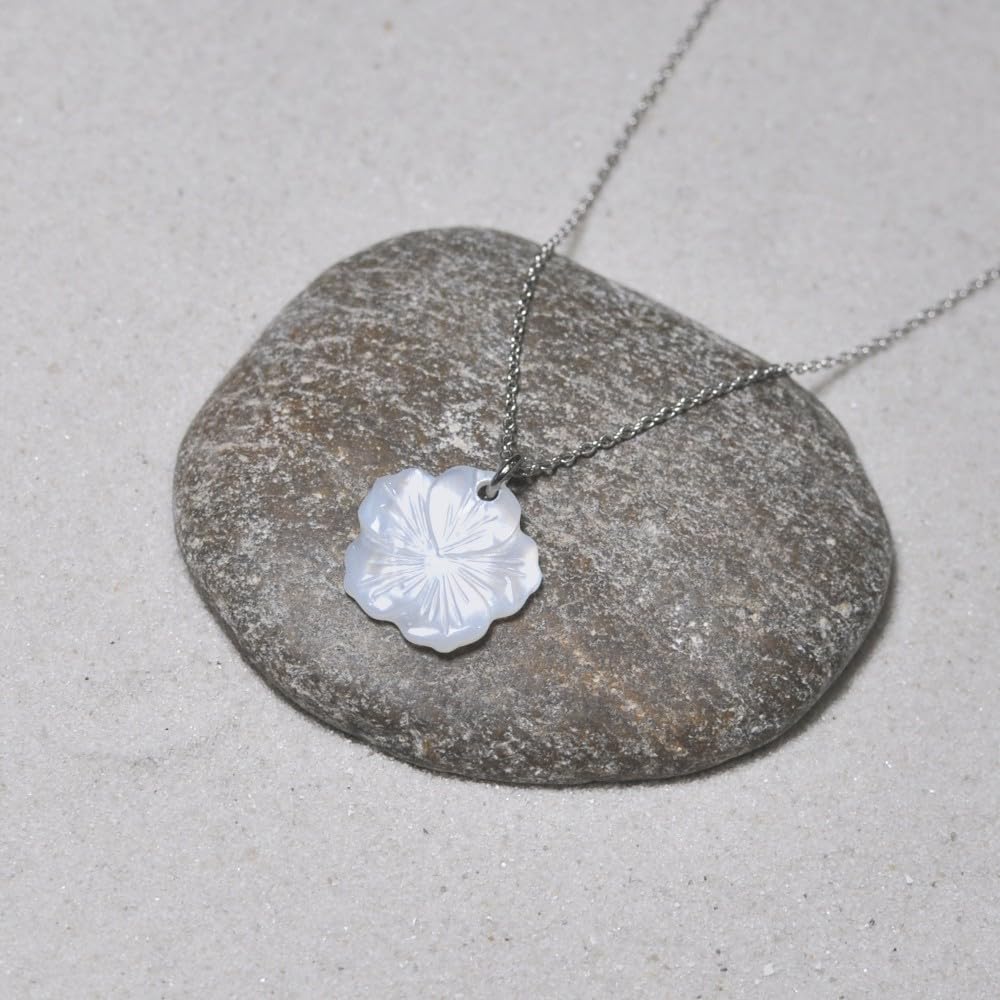 LES POULETTES BIJOUX - Collier Argent 925 Fleur de Nacre Ivoire
