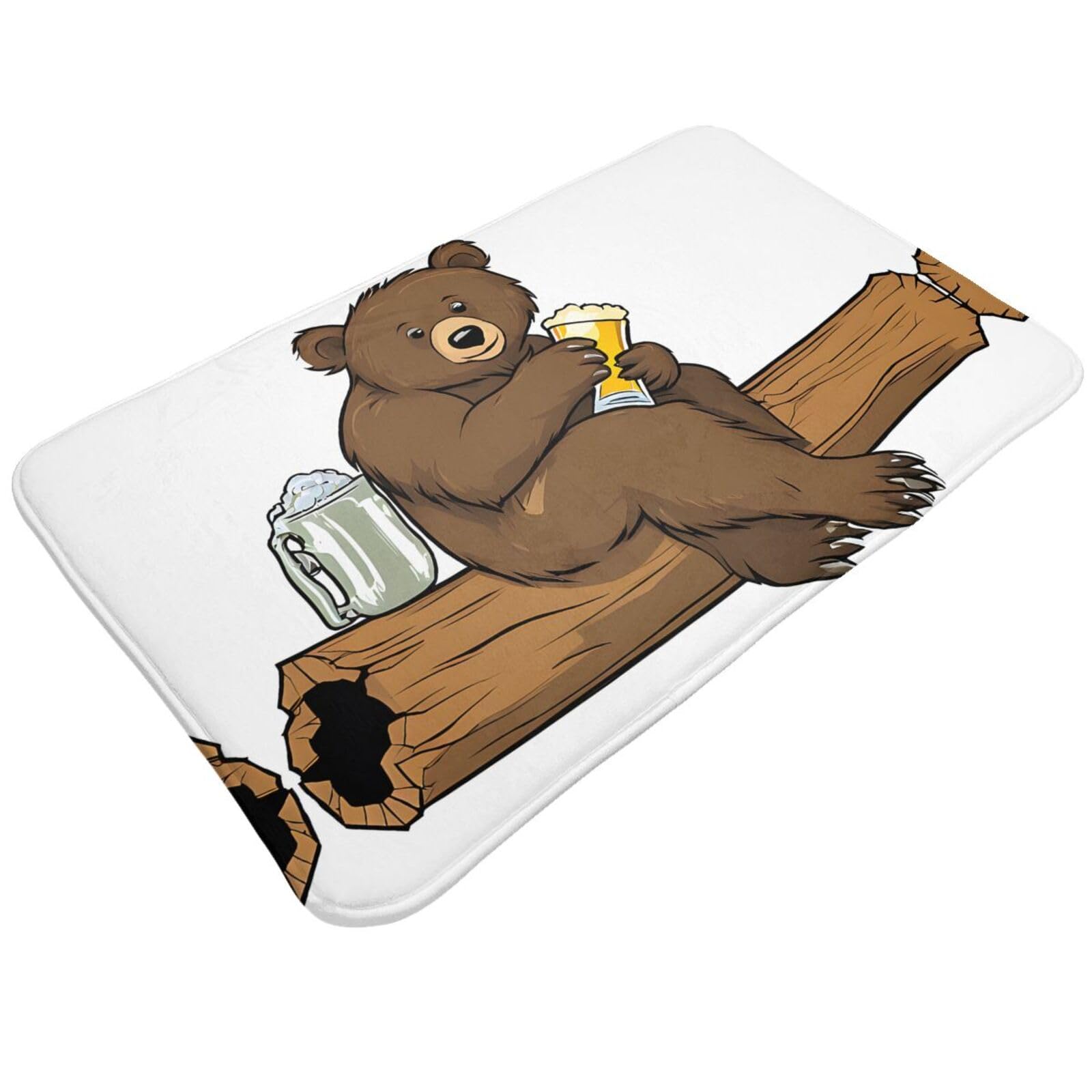 Bear Working Print Living Room Bathroom Kitchen Anti Slip and Absorbent Carpet, Indoor Entrance Door Muddy Floor Mat, Ultra Soft Washable Carpet 21x31.5 Inches