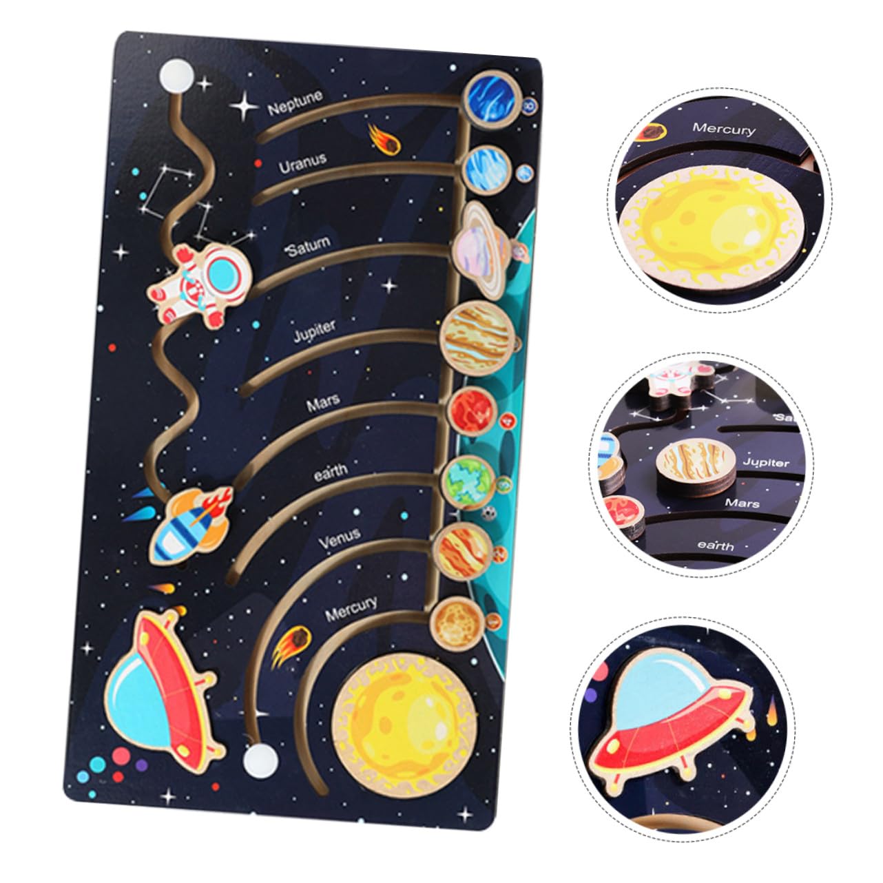 Toddmomy Puzzle Pianeti in Legno Educativo per Bambini, Solare Gioco per Attività di Apprendimento Prescolare e Sviluppo Motorio