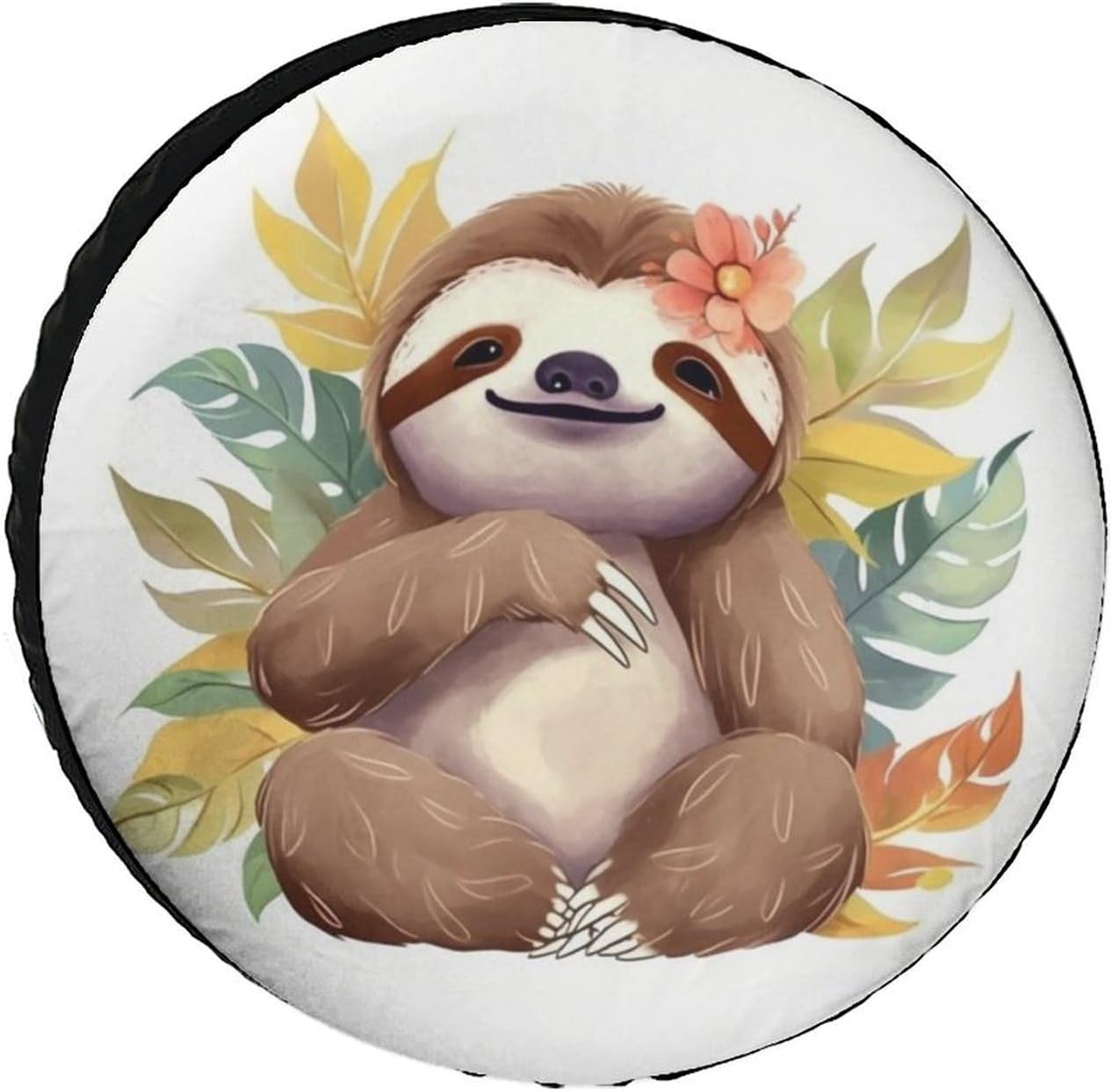 Universal Spare Tire Cover Waterproof Wheel Covers Car Tire Protector Cute Sloth Leaves Wheel Protector Dustproof Wheels Tires Cover for RV SUV Truck Camper Trailer 26inch