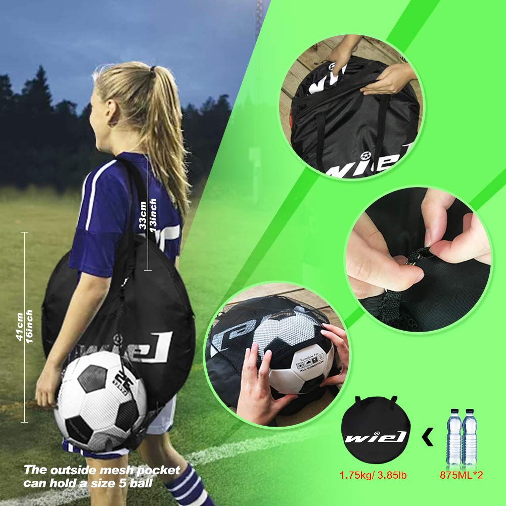 Wiel Set di 2 porte da calcio pop up, reti da calcio portatili per bambini per allenamento in giardino e gioco di squadra, 121 x 81 cm, set da porta pieghevole rosso/nero con borsa per il trasporto,