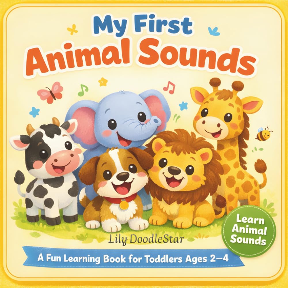 Animal Sound Learning Book for Toddlers 2-4: Learn 15 Animal Names, Their Real Sound Names, and Fun Say-Aloud Sounds — Includes 4 Interactive Listening Activity Pages