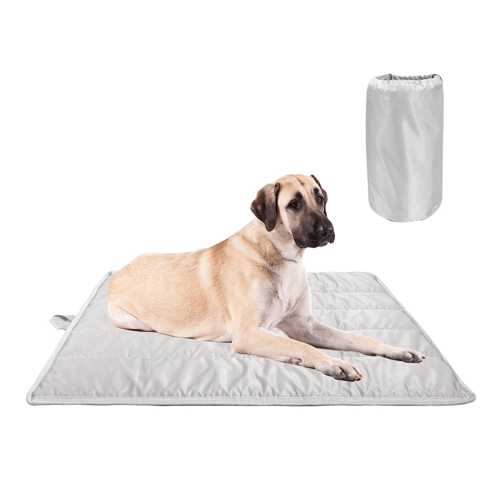 WELLYELO 51x36 Inch XL Outdoor Dog Bed Mat Dog Crate Pad Portable Dog Crate Mats Washable Dog Beds for Extra Large Dogs Kennel Pads Sleeping Mattress (51x36, Silver)