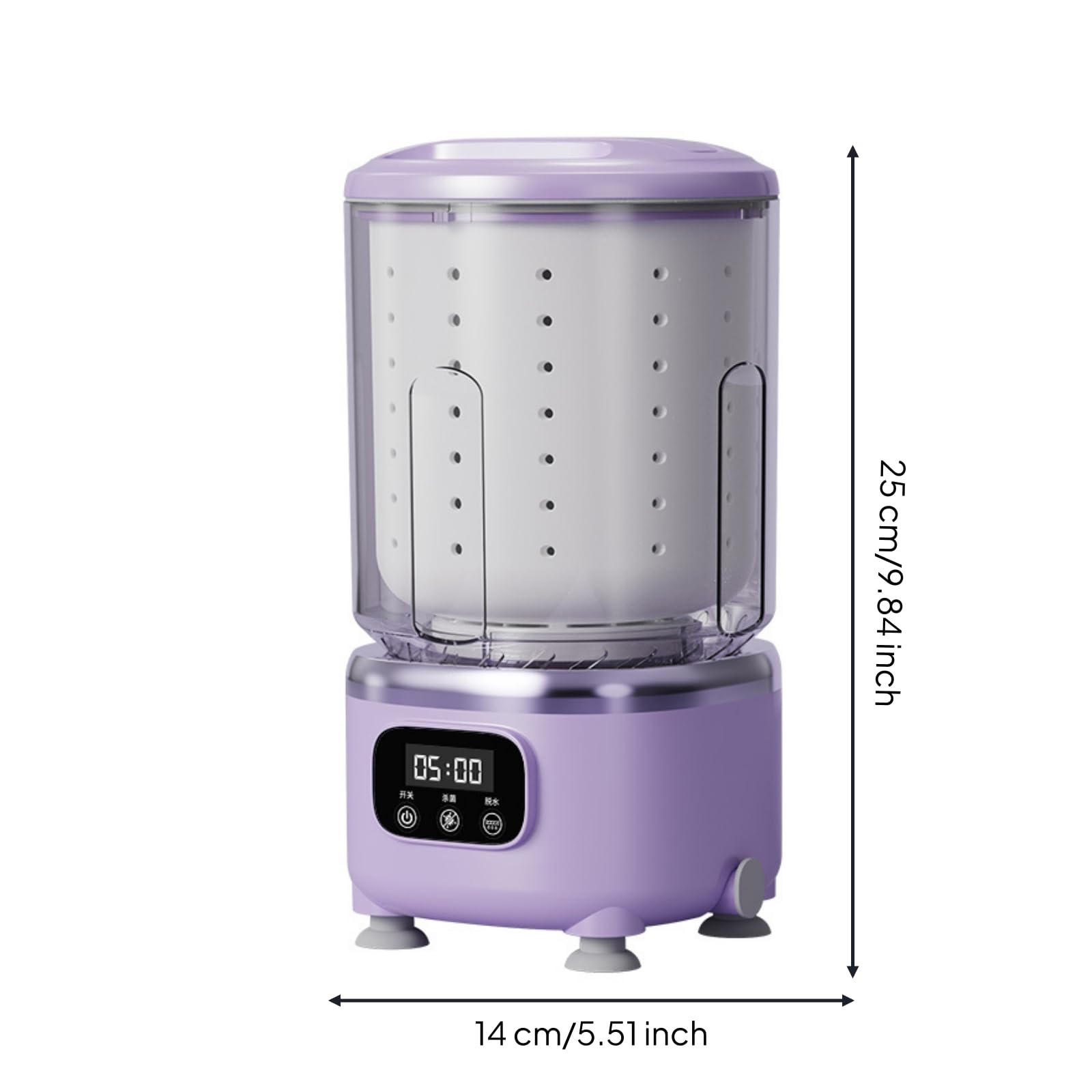 Portable Laundry Machine Mini Lavatrice Portatile Automatica Asciugatrice Centrifuga Carico Ridotto Controllo Touch Pannello Digitale Vasca Superiore, 暗紫罗兰