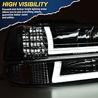 Vista 4 de G-PLUS Faros delanteros LED DRL compatibles con Chevy Silverado 1999-2002/Silverado 1500HD 2500HD/00-06 Tahoe Suburban 1500 2500, 2002, 2
