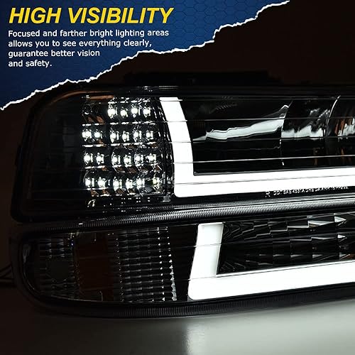 Miniatura 5 de G-PLUS Faros delanteros LED DRL compatibles con Chevy Silverado 1999-2002Silverado 1500HD 2500HD00-06 Tahoe Suburban 1500 2500, 2002, 2 unidades