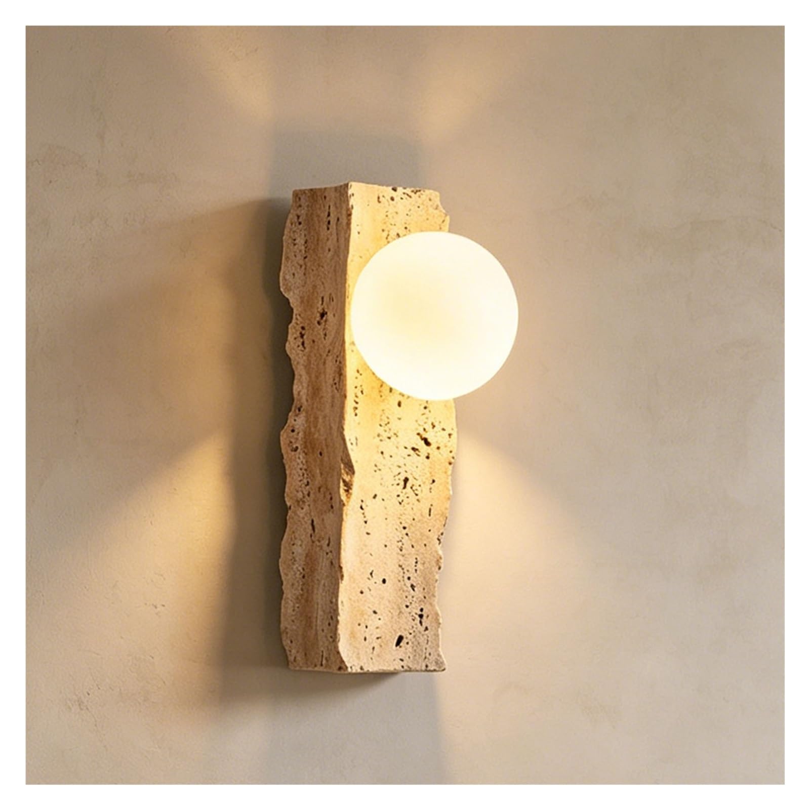 LUOYAOB Travertine Stone Wall Sconce Rustic Wall Lamp Natural Stone Wall Mounted Lighting Japanese Style Minimalist Fixture for Bedroom Living Room Bathroom Corridor