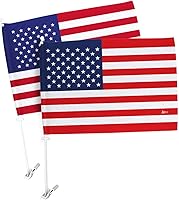 Vista 213 de Bandera de Estados Unidos con poste para coche, bandera para carros, 2 unidades, bandera de América, capó para auto, 4 de julio, decoración