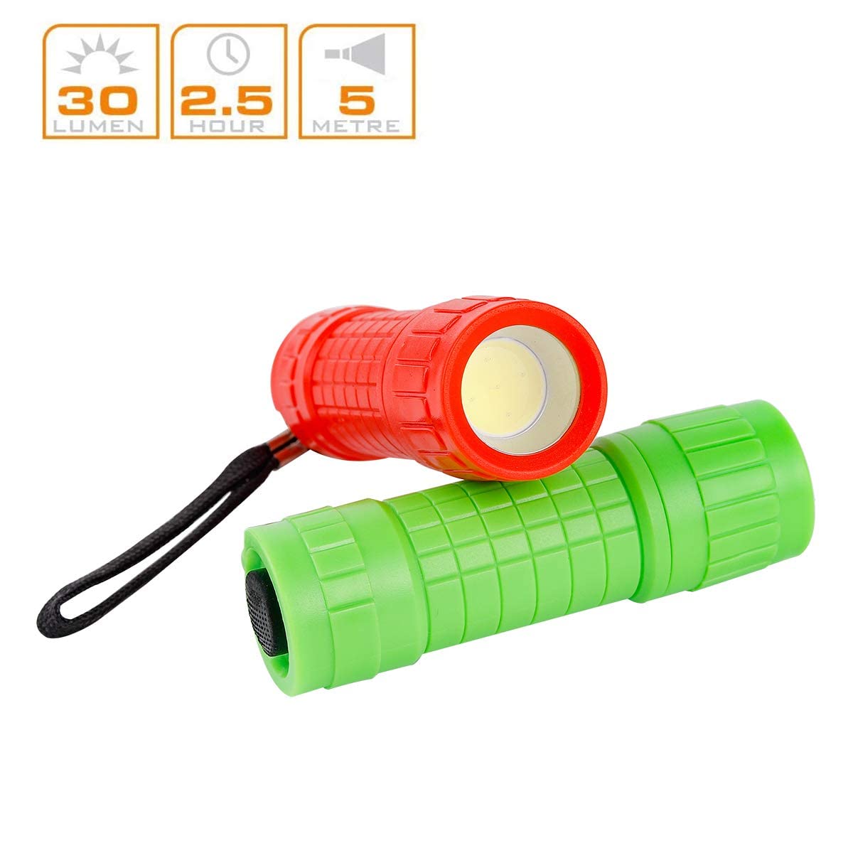 Whaply Kleine Mini-Taschenlampen, verschiedene Farben, mit 18 AAA-Batterien (6 Stück)