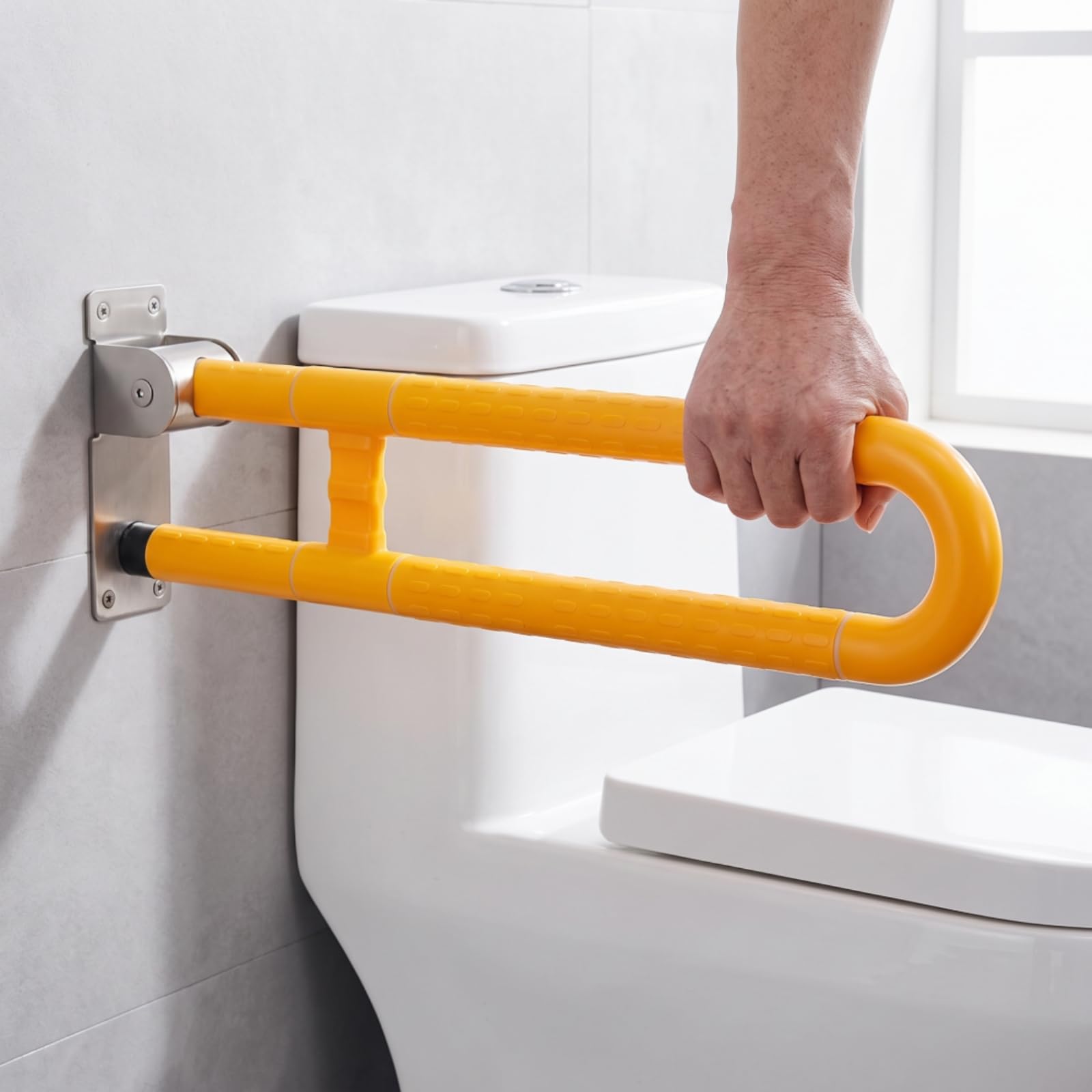 Maniglione Bagno da Parete Corrimano, Giallo, Giallo, Versione Aggiornata Da 75 Cm