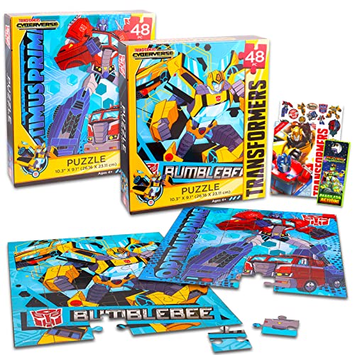Transformers Jigsaw Puzzles For Boys - Bundle With 2 Assorted 48 Piece Transformers Puzzles Plus Transformers Tattoos And More (Bumblebee Puzzle For Kids) #TOP12