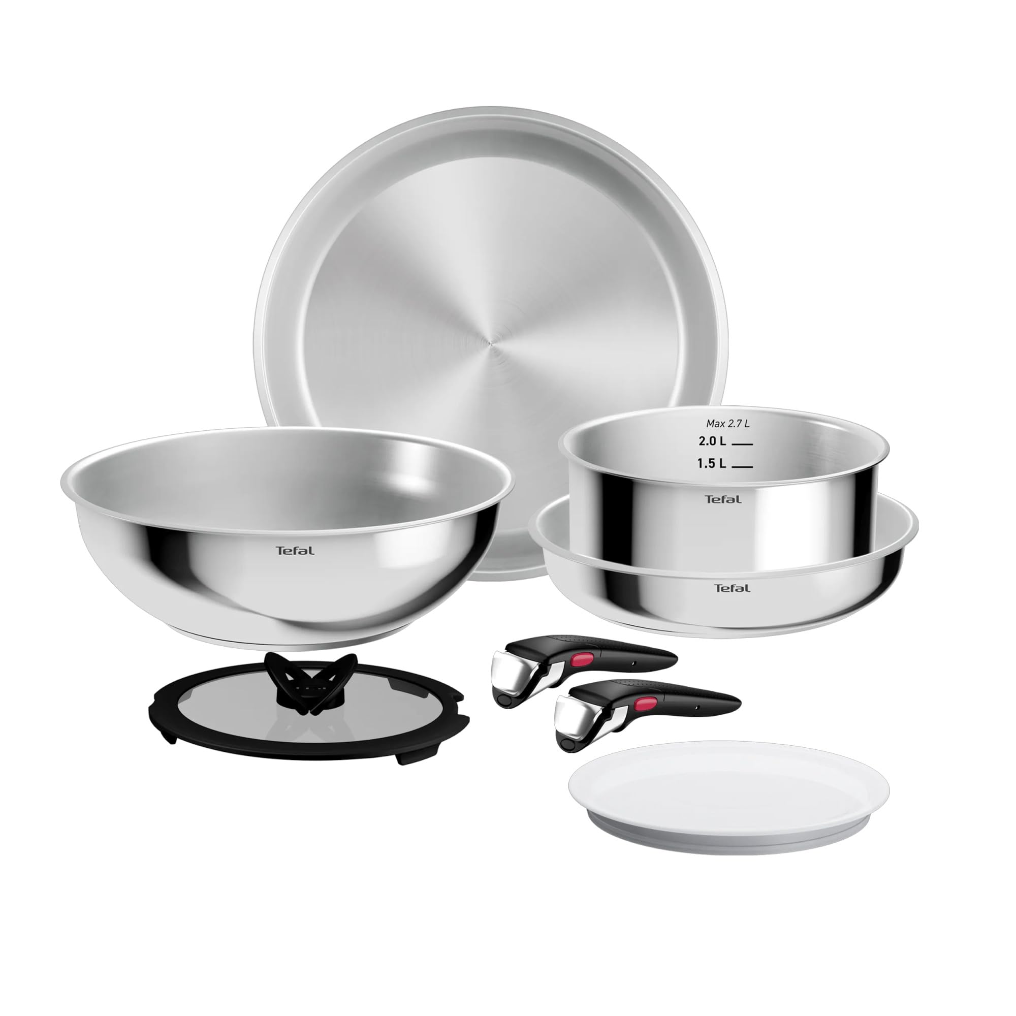 INGENIO COMFORT MAX ON, set 8P, uncoated | Fond extra résistant, peu encombrant, tous types de feux, poignée sûre, nettoyage sans effort, acier inoxydable, L968S834