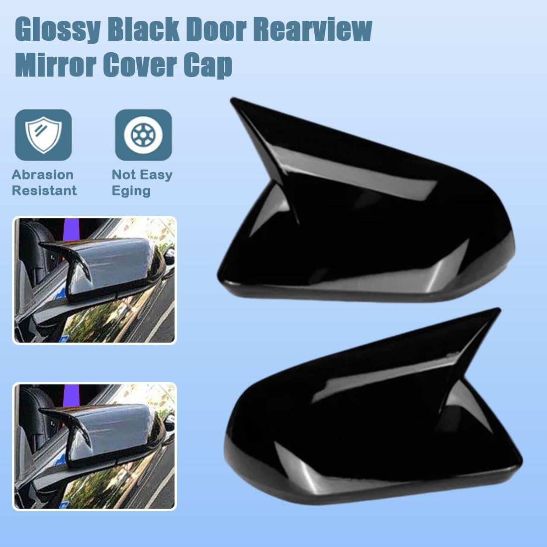 XITER Rear View Side Mirror Cover Side Mirror Cap for Ford Mustang 2015-2026 GT/GT Premium/Ecoboost/Ecoboost Premium/V6,Not Fit Mustang Mach-e,Without Turn signal Light-Glossy Black