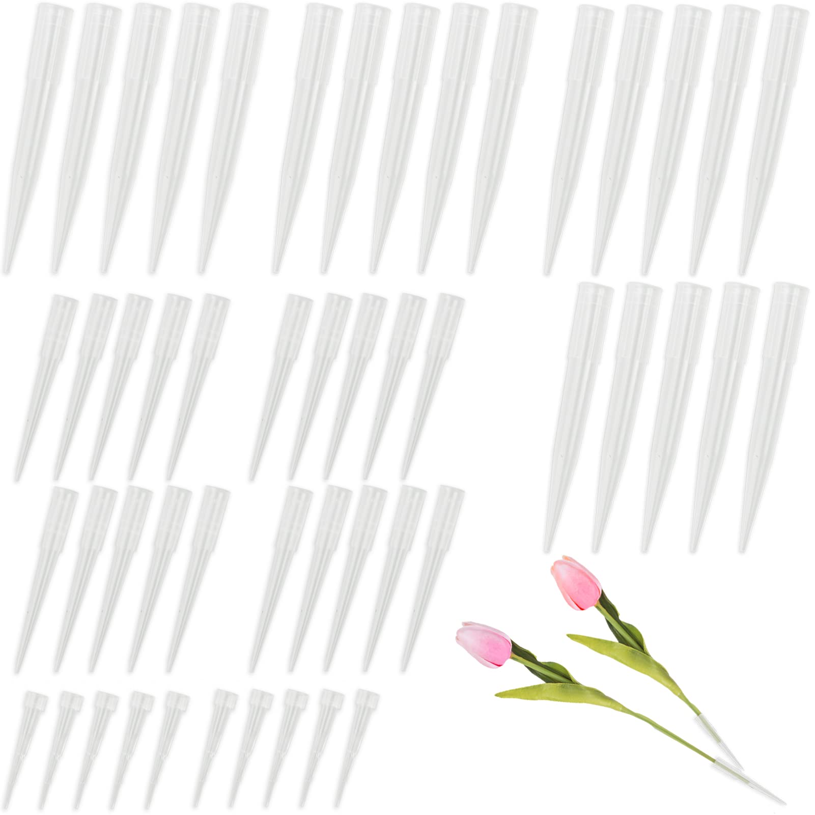Szcxdkj 50 Pcs Flower Posy, Flower Tubes Of Three Sizes For Flower Arrangement Cake Decorating Picks Flower Spikes Arranging Plastic Tubes