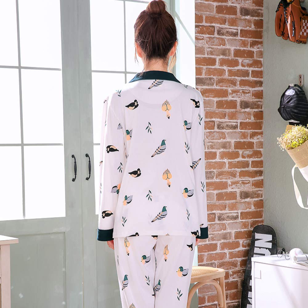 Conjunto De Pijamas De Mujer,2 Piezas De Pijamas De Algodón Suave Con Estampado De Dibujos Animados Ropa De Dormir Con Botones De Manga Larga Ropa De Dormir Tops + Pantalones Conjuntos De Salón Lou