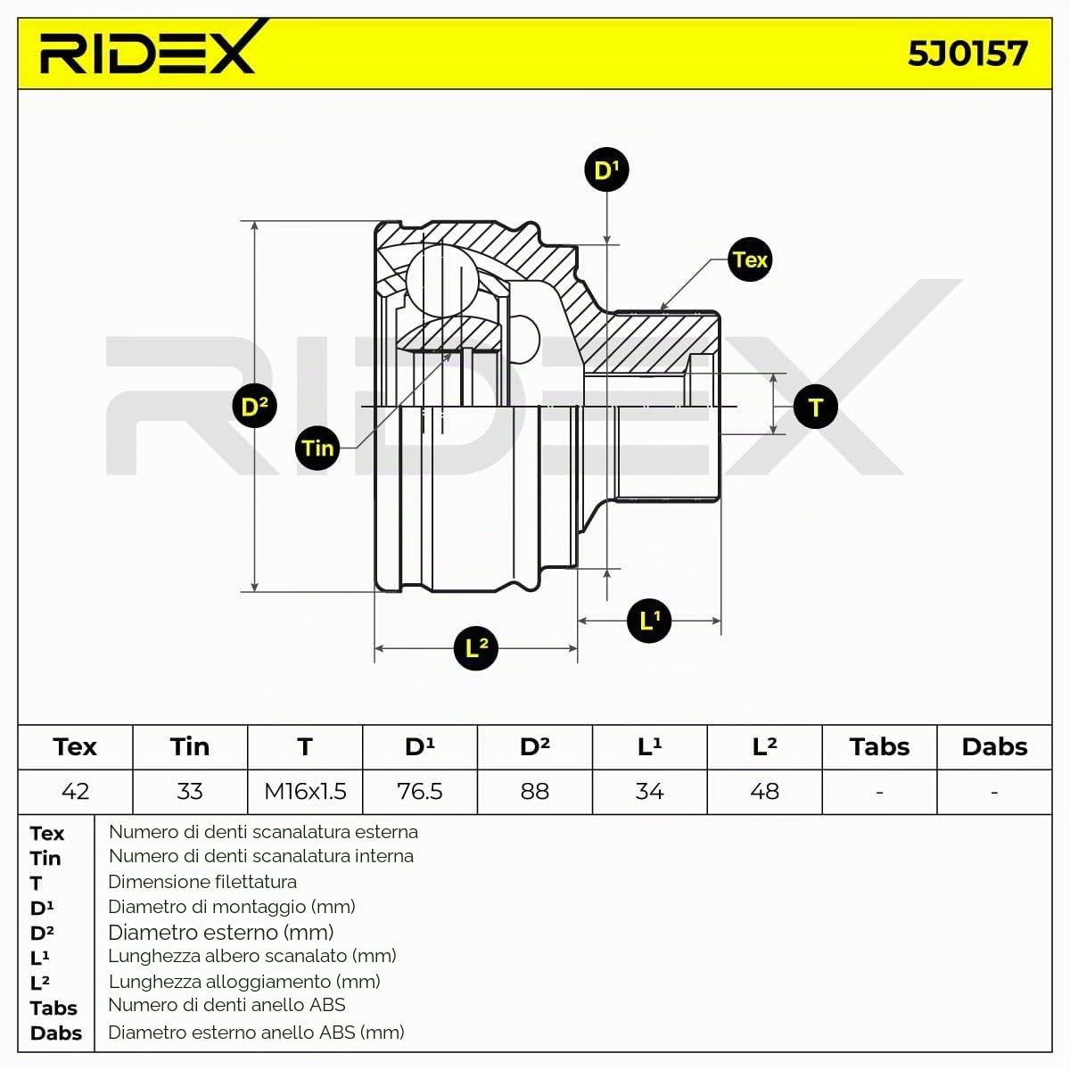 RIDEX 5J0157 Kit giunti semiasse Anteriore Anteriore Destra Anteriore Sinistra Compatibilità con AUDI Q5 8RB