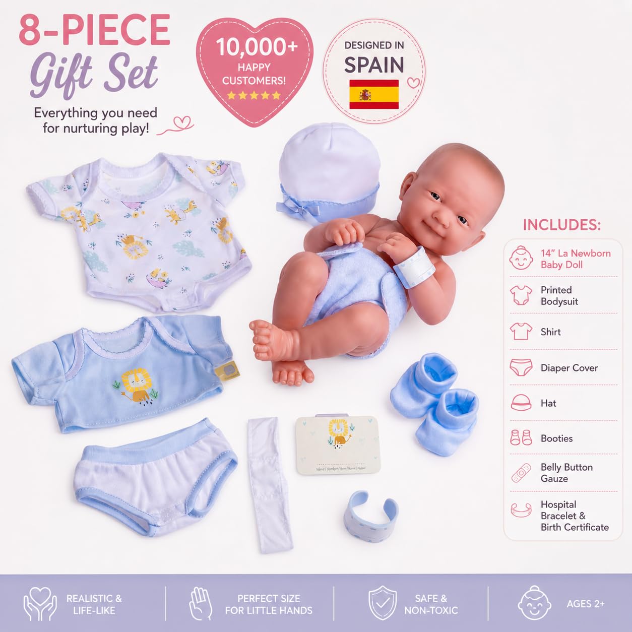 Amazon.com: 8 piece Layette Baby Doll Gift Set | JC Toys - La