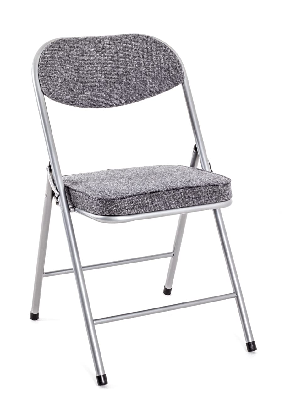 HAKU Set di 4 sedie pieghevoli alu, grigio, Schienale imbottito, sedile imbottito, acciaio - Dim. L 47,00 cm x A 79,00 cm x P 53,00 cm, Stile Moderno