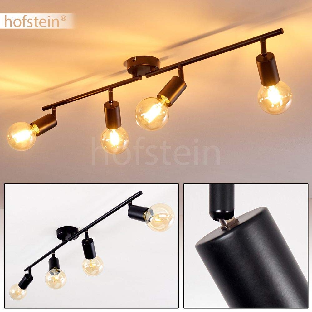 lampada a soffitto Maidford, lampada a soffitto in metallo in nero, a 4 luci, con faretti regolabili, 4 x attacco E27, design retro/vintage spot, senza lampadina/e