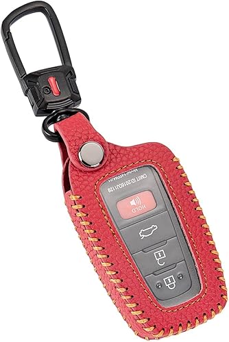 Funda de cuero para llavero Toyota con llavero, funda protectora de cuero compatible con Rav4 Highlander Camry Corolla Avalon C-Hr Prius 2018 - 2024