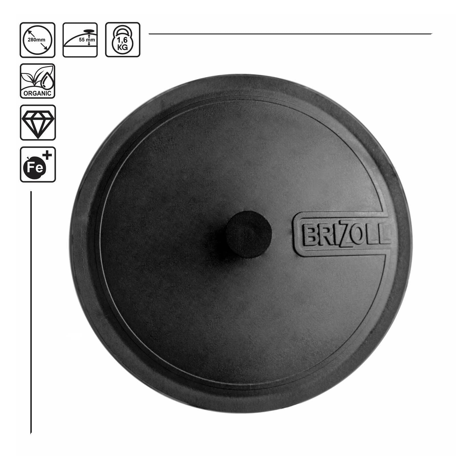 4BIG.fun Poêle en fonte - Diamètre : 28 cm - Avec couvercle en fonte - Avec couvercle en fonte - Pour l'induction - Passe au four