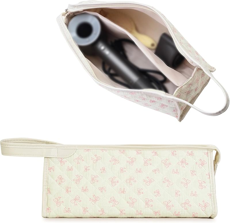 Estojo de viagem acolchoado floral YATFRIK para secador e acessórios com alça